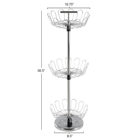 Hastings Home Three Tier Revolving Shoe Tree Organizer Rack with Chrome Finish by Hastings Home 735580SCL